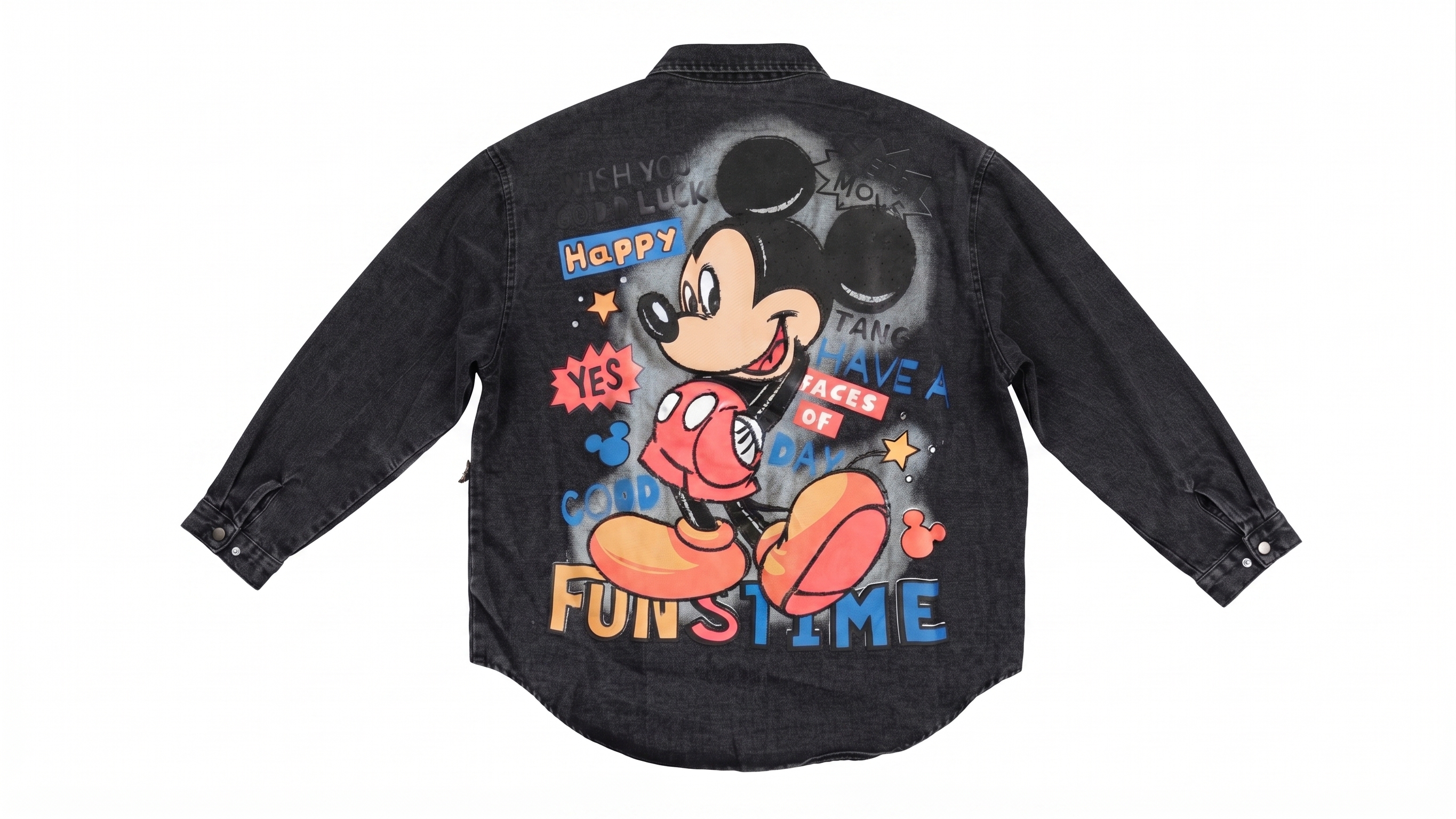 Charcoal Mickey Graphic Denim Jacket – Image 5