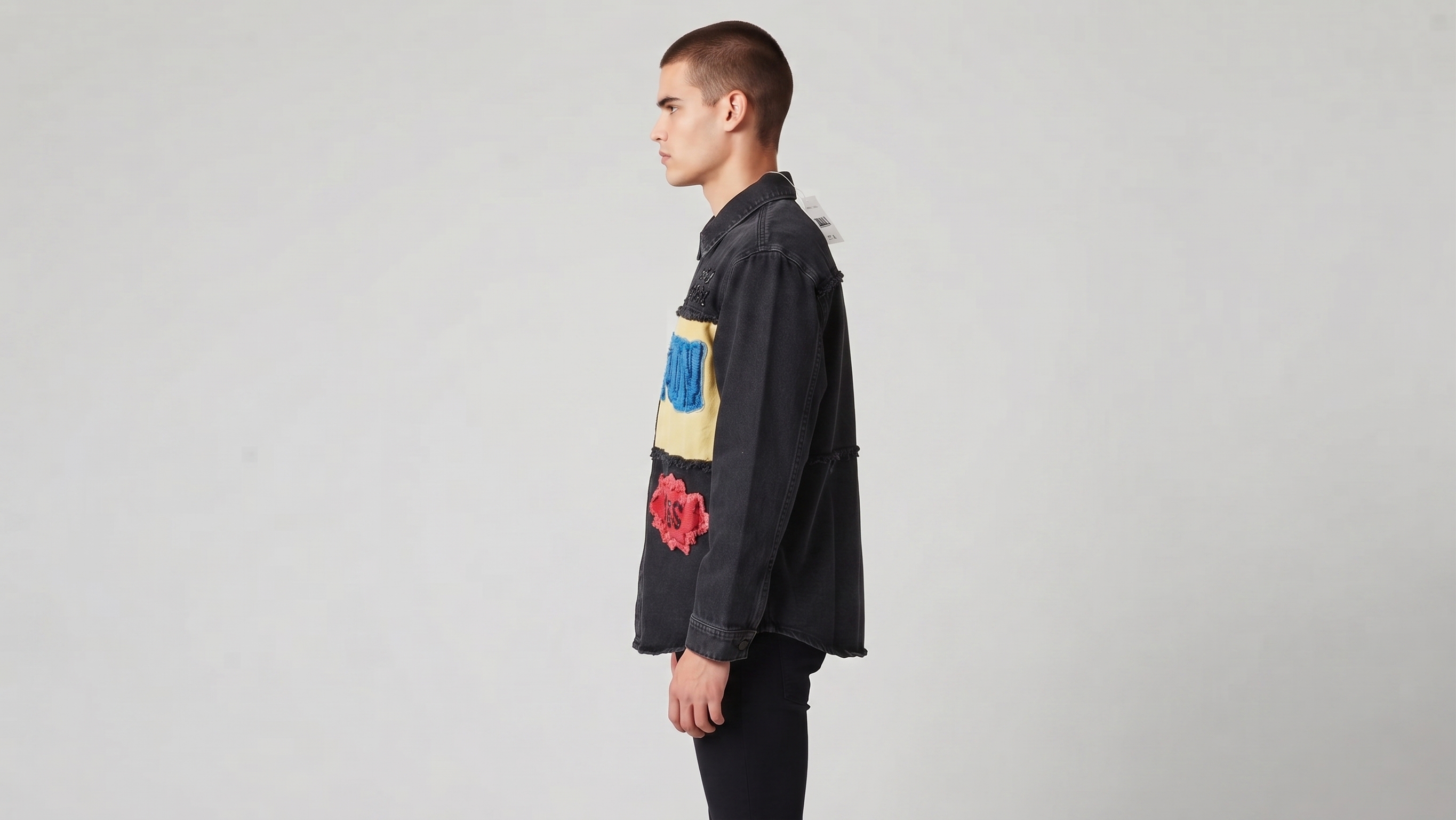 Charcoal Mickey Graphic Denim Jacket – Image 3