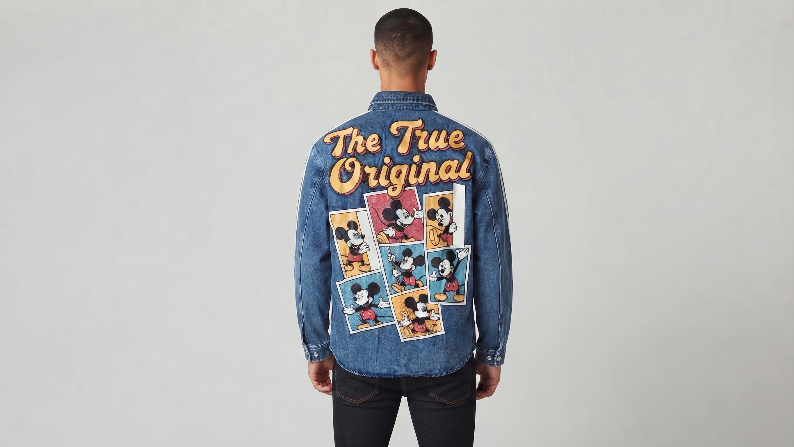 Blue Mickey Mouse Graphic Denim Shirt Jacket – Image 2