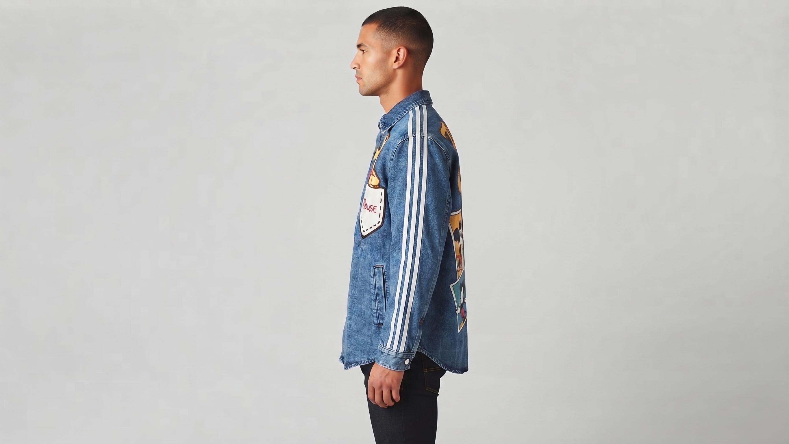 Blue Mickey Mouse Graphic Denim Shirt Jacket – Image 3