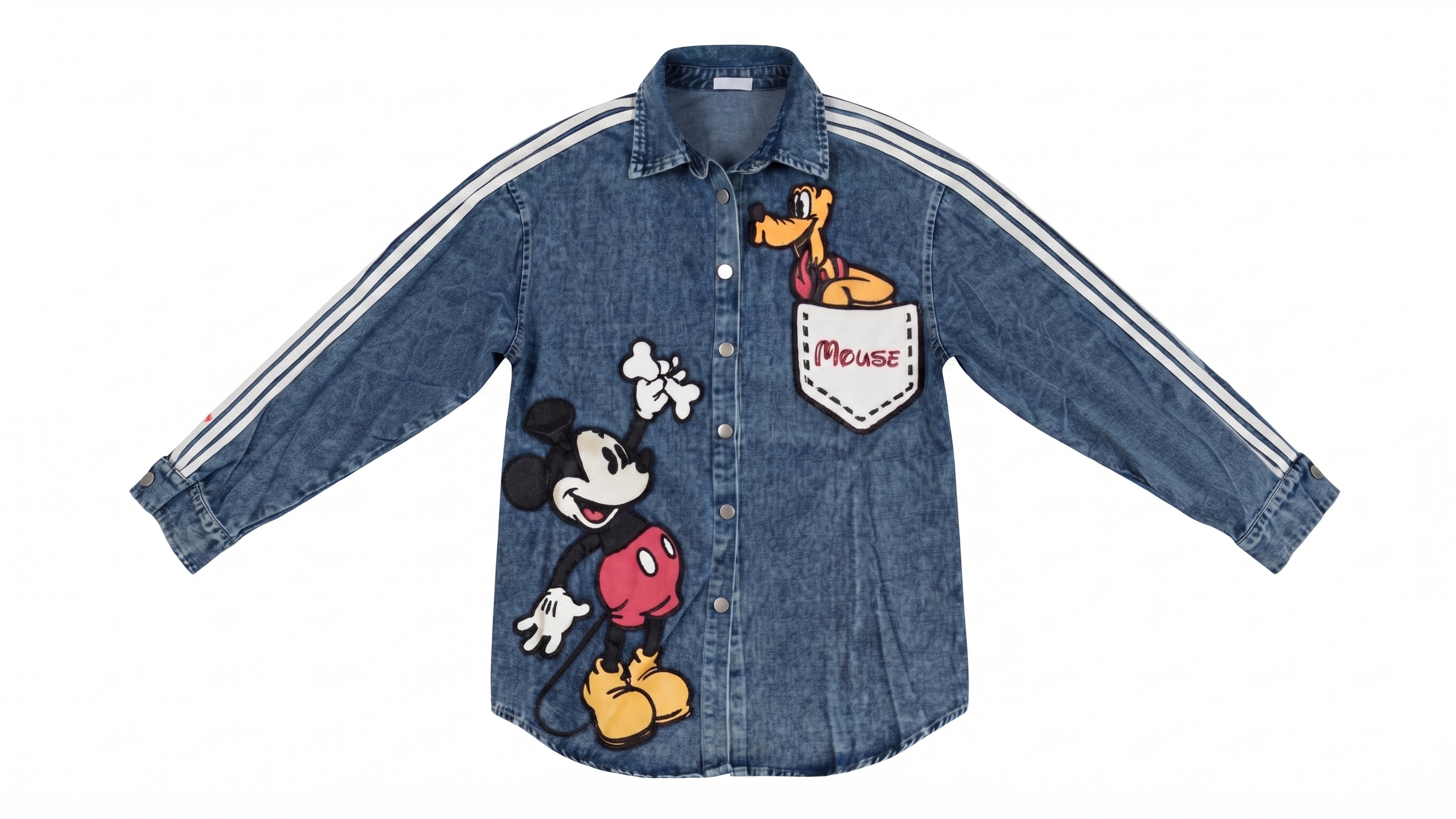 Blue Mickey Mouse Graphic Denim Shirt Jacket – Image 4