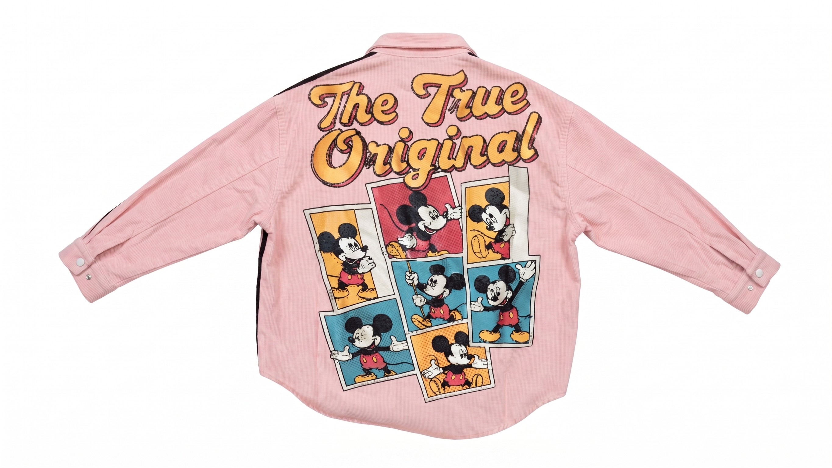 Blush Pink Mickey Mouse Graphic Stripe Shirt Jacket – Image 5