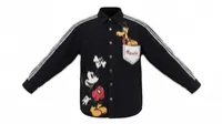 Black Mickey Mouse Graphic Stripe Shirt Jacket – Image 4