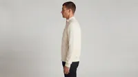 Ivory Quilted Knit-Sleeve Bomber Jacket – Image 3