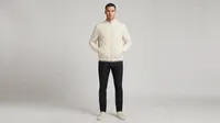 Ivory Quilted Knit-Sleeve Bomber Jacket – Image 2