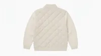 Ivory Quilted Knit-Sleeve Bomber Jacket – Image 5