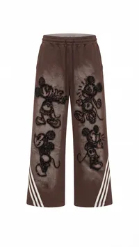 Brown Mickey Mouse Graphic Embroidered Tracksuit Set – Image 5