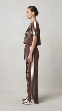 Brown Mickey Mouse Graphic Embroidered Tracksuit Set – Image 3