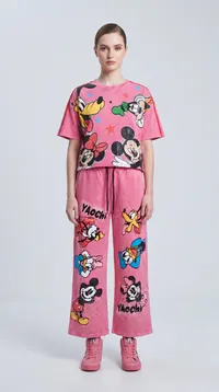 Pink Mickey Mouse Cartoon Tracksuit Set – Image 1