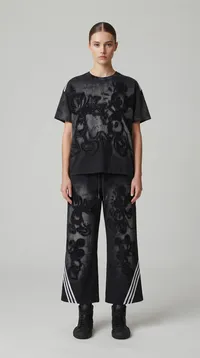 Black Mickey Mouse Monochrome Wide Leg Tracksuit Set – Image 1