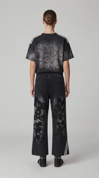 Black Mickey Mouse Monochrome Wide Leg Tracksuit Set – Image 2
