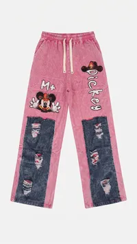 Pink Mickey Denim Panel Wide Leg Set – Image 5