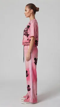 Pink Mickey Gradient Embroidery Wide Leg Set – Image 3