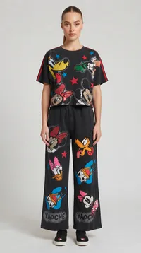 Black Mickey Character Graphic Co-Ord Set – Image 1
