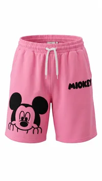 Pink Mickey Embroidered Lounge Shorts – Image 4
