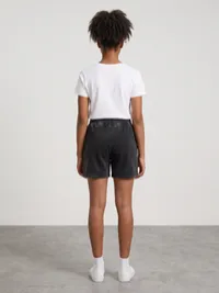 Black Mickey Embroidered Lounge Shorts – Image 2