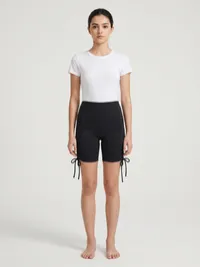 Black Adjustable Side Tie Active Shorts – Image 1
