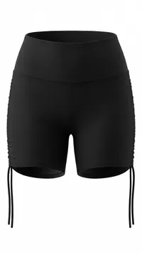 Black Adjustable Side Tie Active Shorts – Image 4