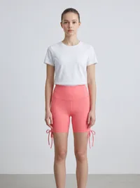 Pink Adjustable Side Tie Active Shorts – Image 1