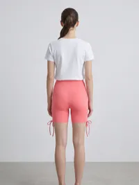 Pink Adjustable Side Tie Active Shorts – Image 2