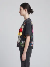 Black Mickey Patchwork Graphic Oversized T-Shirt – Image 3