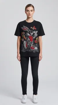 Black Bugs Bunny Crystal Graphic T-Shirt – Image 1