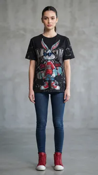 Black Bugs Bunny Skateboard Graphic T-Shirt – Image 1