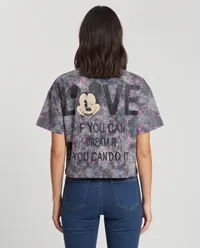Grey  Mickey Mouse Embroidered Oversized T-Shirt – Image 2