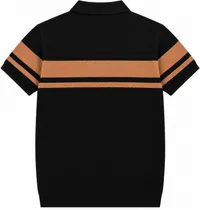 Black & Copper Textured Contrast Polo Shirt – Image 5