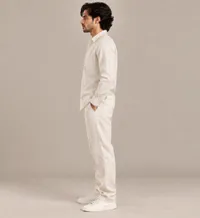 Ivory Linen Textured Button-Up Shirt & Pants – Image 3