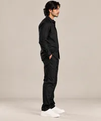 Black Minimal Textured Cotton Button-Up Shirt & Pants – Image 3