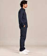 Navy Textured Mandarin Collar Shirt & Pants – Image 3
