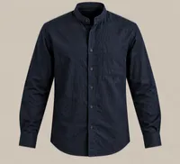 Navy Textured Mandarin Collar Shirt & Pants – Image 4