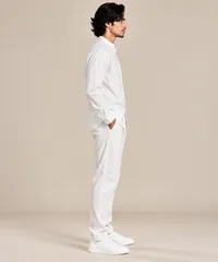 Ivory Minimal Linen Mandarin Collar Shirt & Pants – Image 3