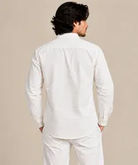 Ivory Minimal Linen Mandarin Collar Shirt & Pants – Image 2