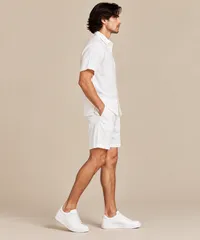 Ivory Textured Linen Short Sleeve Shirt – Image 3