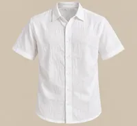 Ivory Textured Linen Short Sleeve Shirt – Image 4