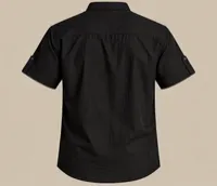 Black Textured Mandarin Collar Short Sleeve Shirt – Image 5