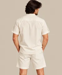 Ivory Mandarin Collar Shirt & Shorts Set – Image 2