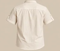 Ivory Mandarin Collar Shirt & Shorts Set – Image 5