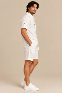 Ivory Short Sleeve Button-Up Shirt – Image 3