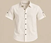 Ivory Short Sleeve Button-Up Shirt – Image 4