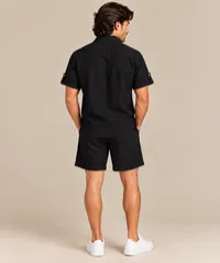 Black Linen Short Sleeve Shirt & Shorts Set – Image 2