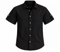 Black Linen Short Sleeve Shirt & Shorts Set – Image 4