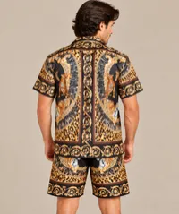 Black & Gold Baroque Animal Print Short Sleeve Shirt – Image 2