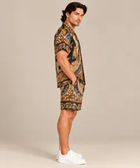 Black & Gold Baroque Animal Print Short Sleeve Shirt – Image 3