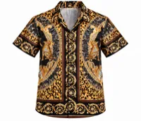 Black & Gold Baroque Animal Print Short Sleeve Shirt – Image 4