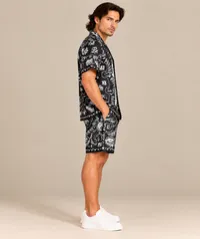 Black & White Bandana Paisley Print Short Sleeve Shirt – Image 3