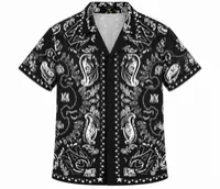 Black & White Bandana Paisley Print Short Sleeve Shirt – Image 4