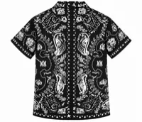 Black & White Bandana Paisley Print Short Sleeve Shirt – Image 5